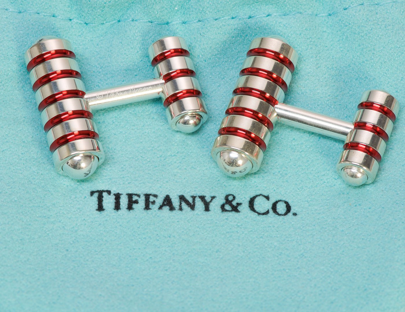 Tiffany & Co. Paloma Picasso Red Enamel Silver Cufflinks