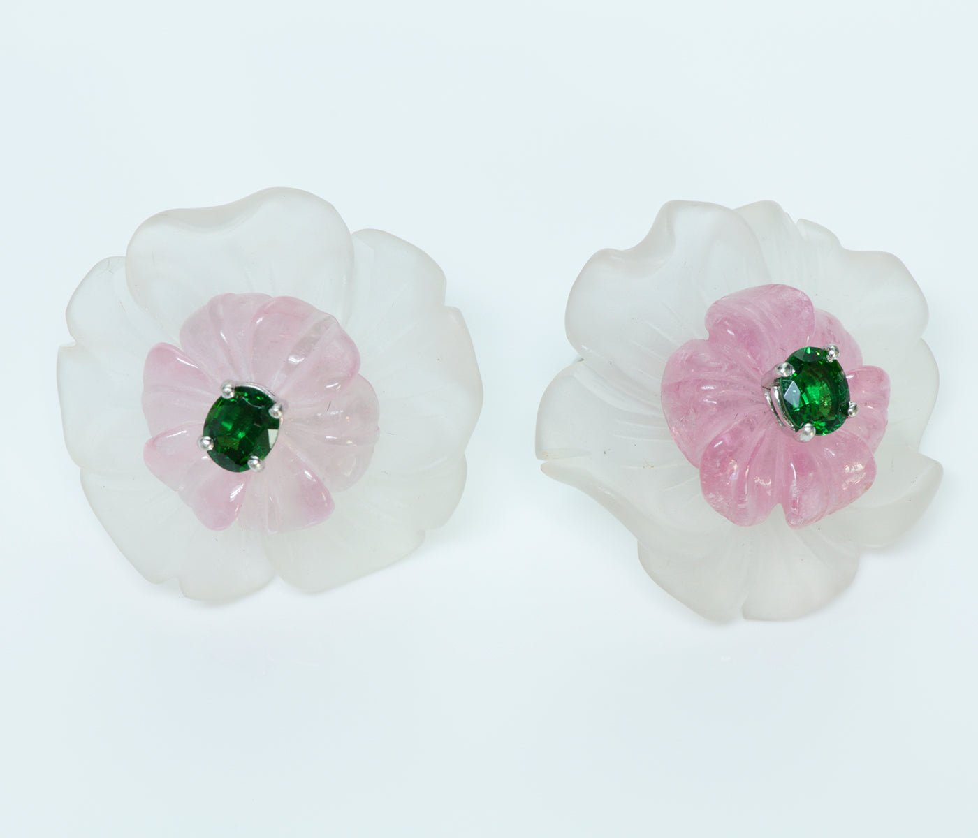 Tiffany & Co. Paloma Picasso Tsavorite Rose Quartz Crystal 18K Gold Earrings