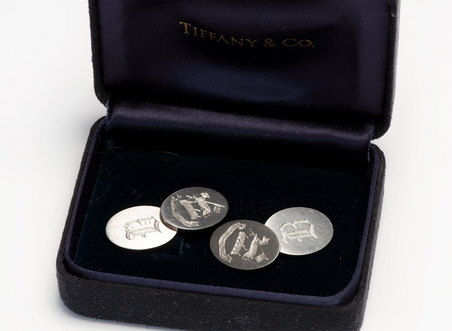 Tiffany & Co. Platinum Gold Crest Cufflinks