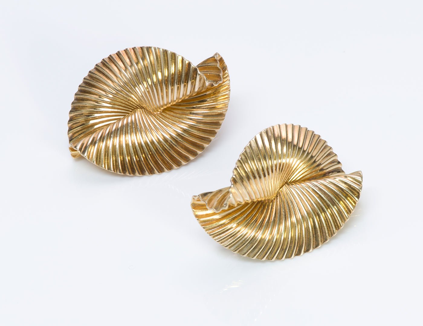 Tiffany & Co. Retro Gold Fluted Fan Earrings