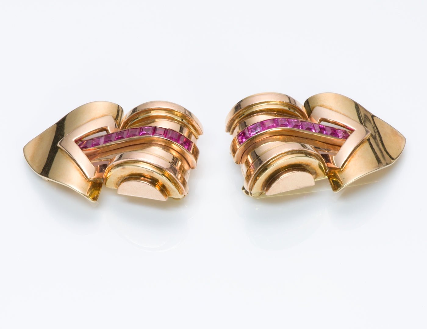 Tiffany & Co. Retro Gold Ruby Clips