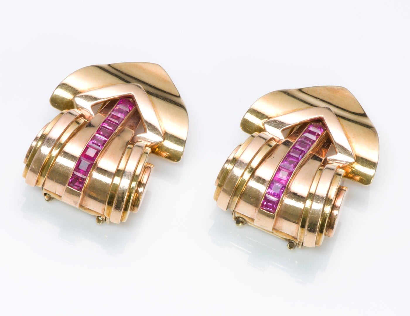 Tiffany & Co. Retro Gold Ruby Clips