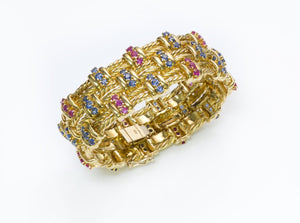 Tiffany & Co. Ruby Sapphire 18K Yellow Gold Bracelet