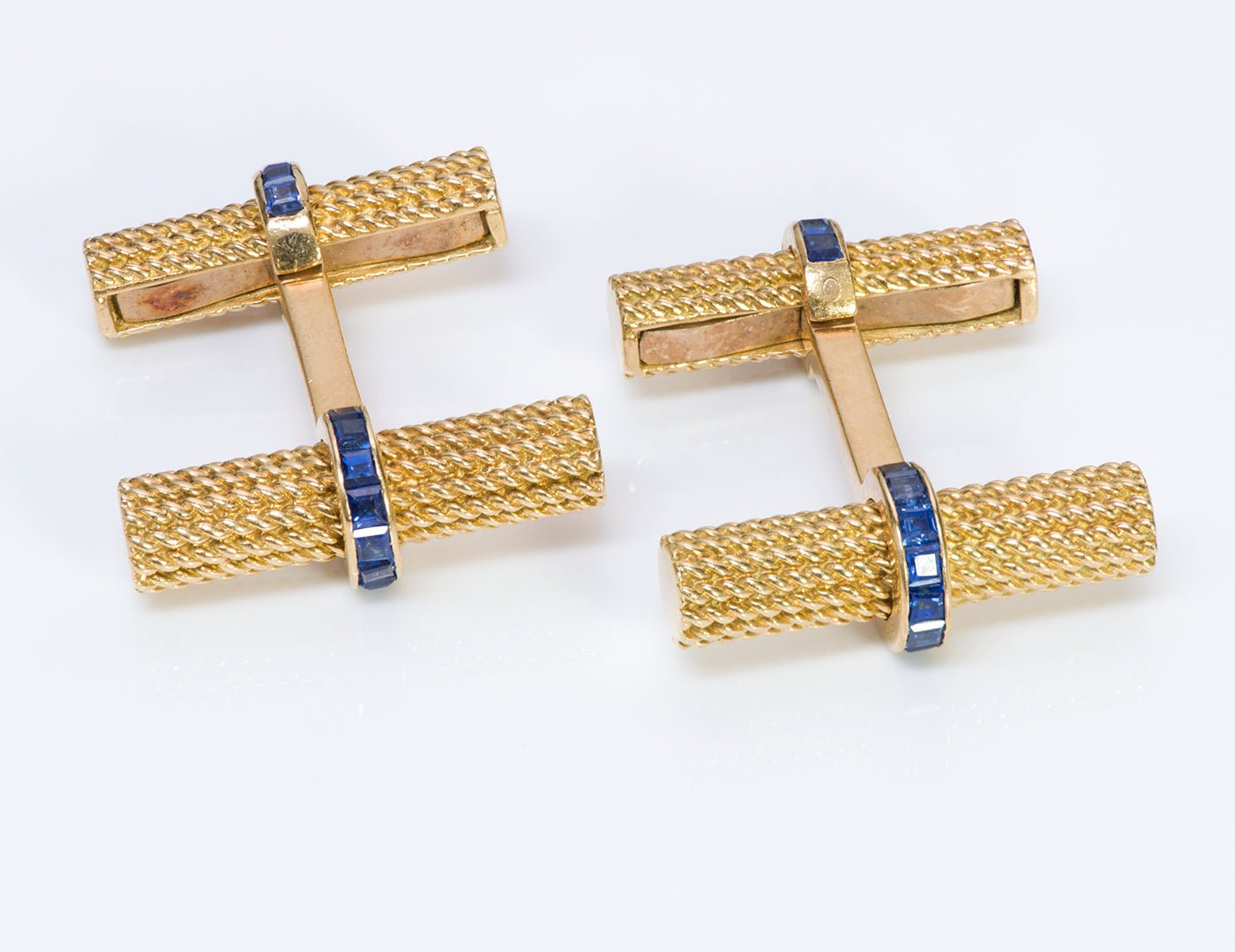 Tiffany & Co. Sapphire 18K Gold Baton Bar Cufflinks