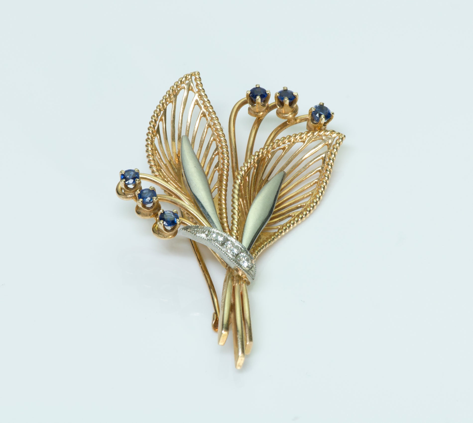 Tiffany & Co. Sapphire Diamond Gold Brooch