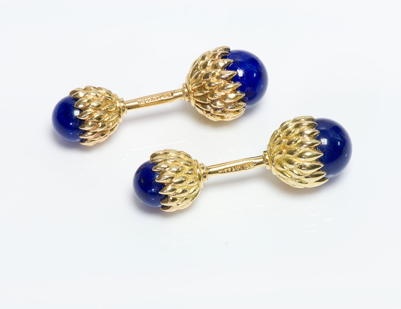 Tiffany & Co. Schlumberger 18K Gold Lapis Lazuli Acorn Cufflinks