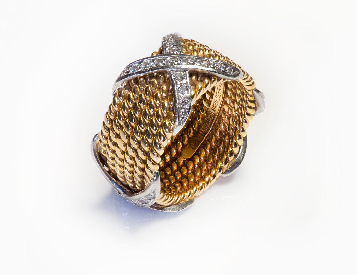 Tiffany & Co. Schlumberger Diamond Platinum Gold 6 Rope X Wedding Band