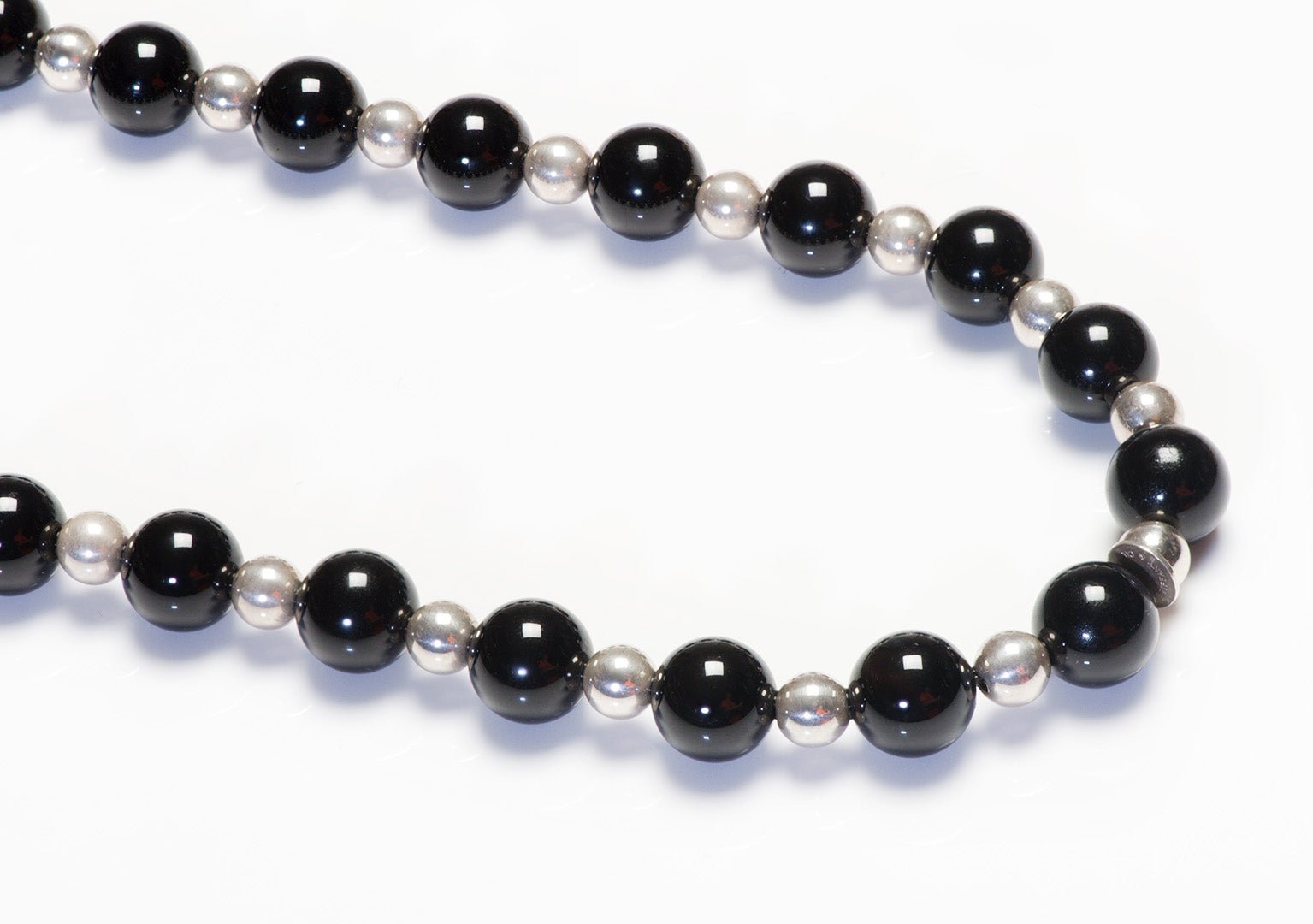 Tiffany & Co. Silver Onyx Bead Necklace