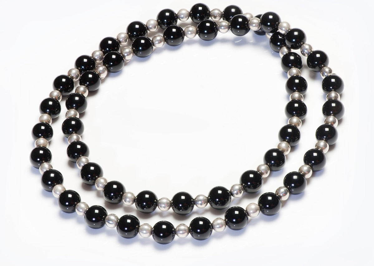 Tiffany & Co. Silver Onyx Bead Necklace