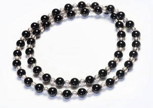 Tiffany & Co. Silver Onyx Bead Necklace