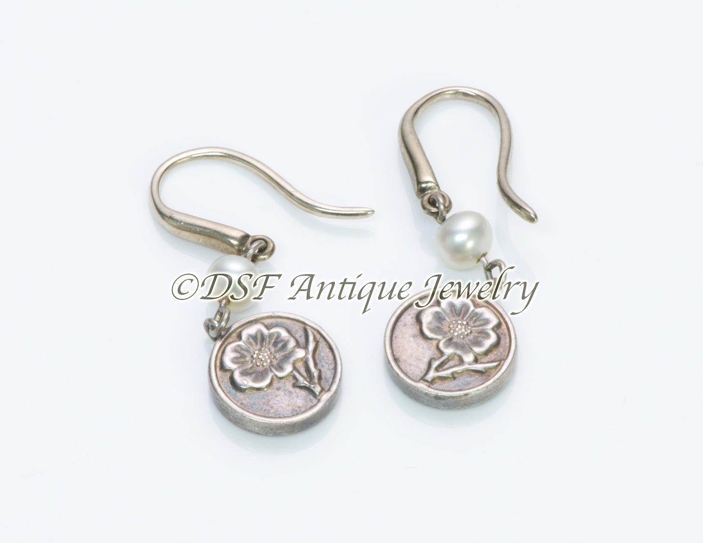 Tiffany & Co. Silver Pearl Flower Earrings