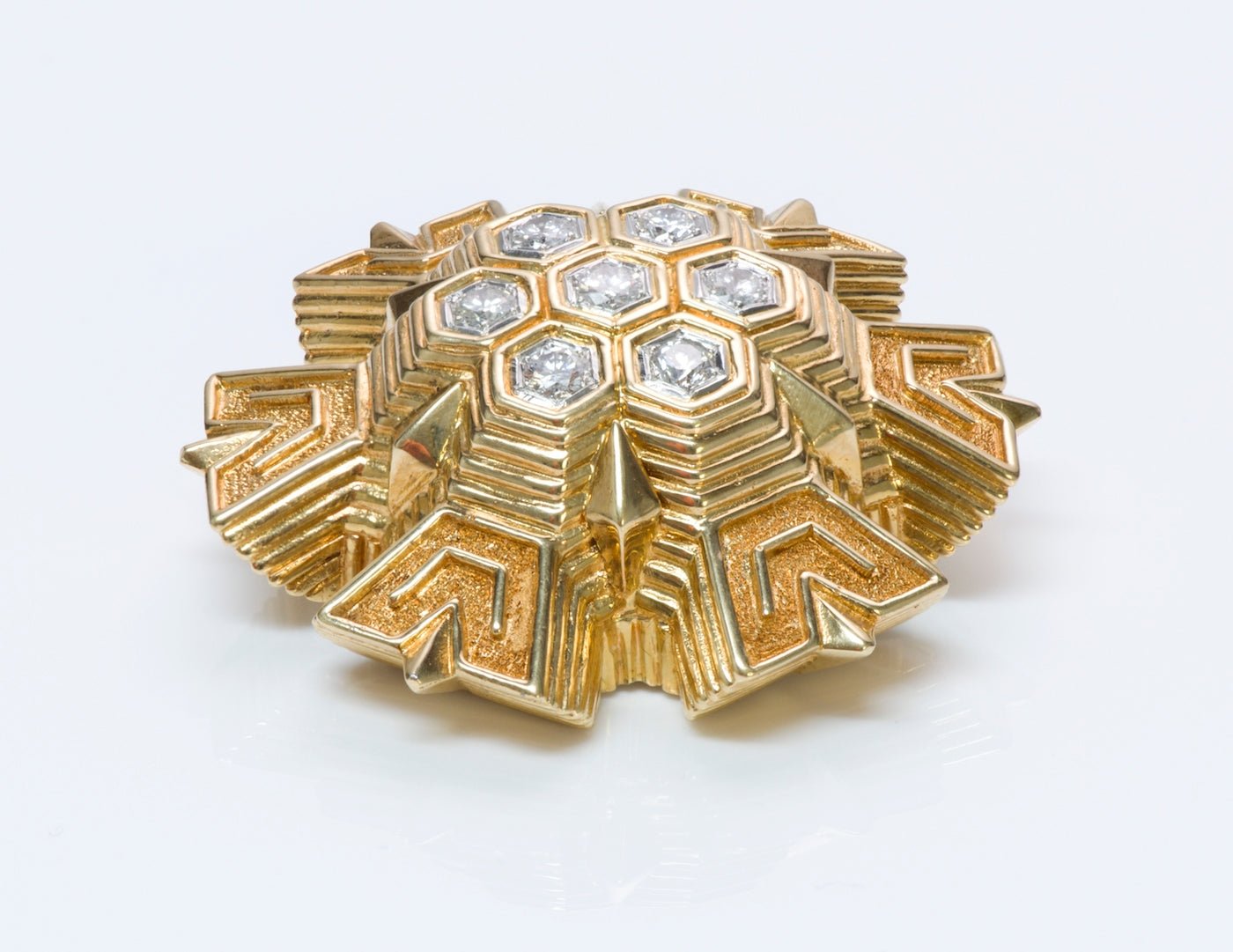 Tiffany & Co. Snowflake 18K Gold Diamond Brooch Pendant