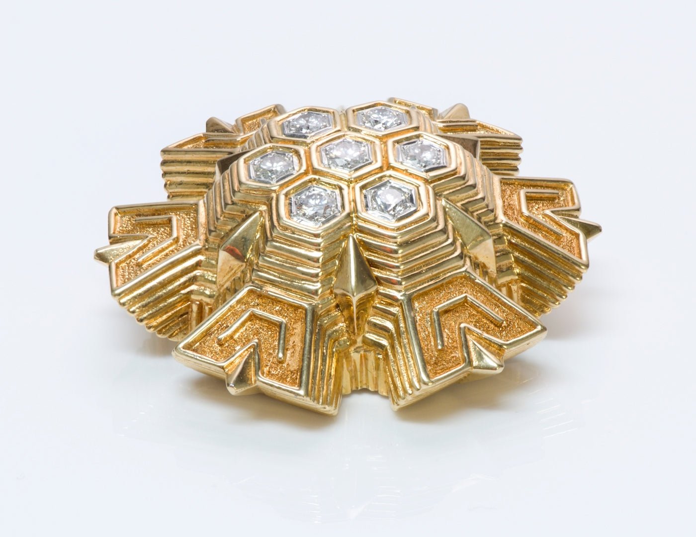 Tiffany & Co. Snowflake 18K Gold Diamond Brooch Pendant