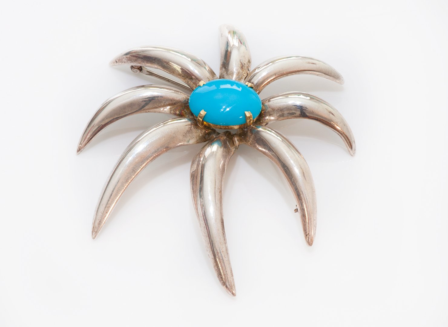 Tiffany & Co. Sterling 18K Gold Turquoise Fireworks Brooch
