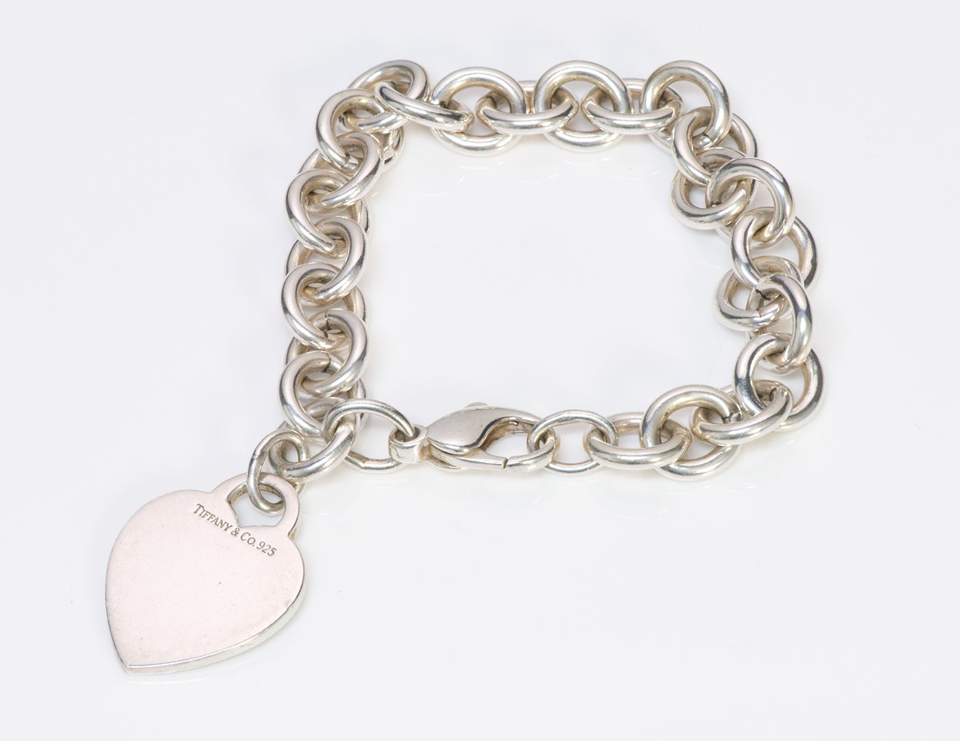 Tiffany & Co. Sterling Heart Charm Link Chain Bracelet