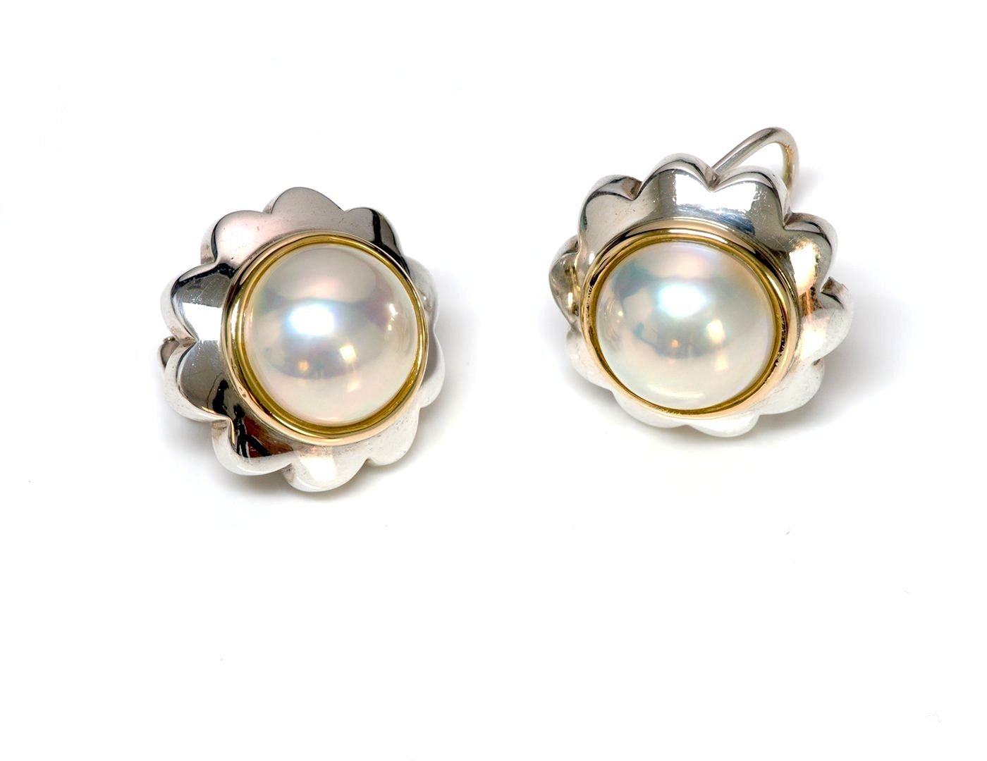 Tiffany & Co. Sterling Silver 18K Gold Mabe Pearl Earrings