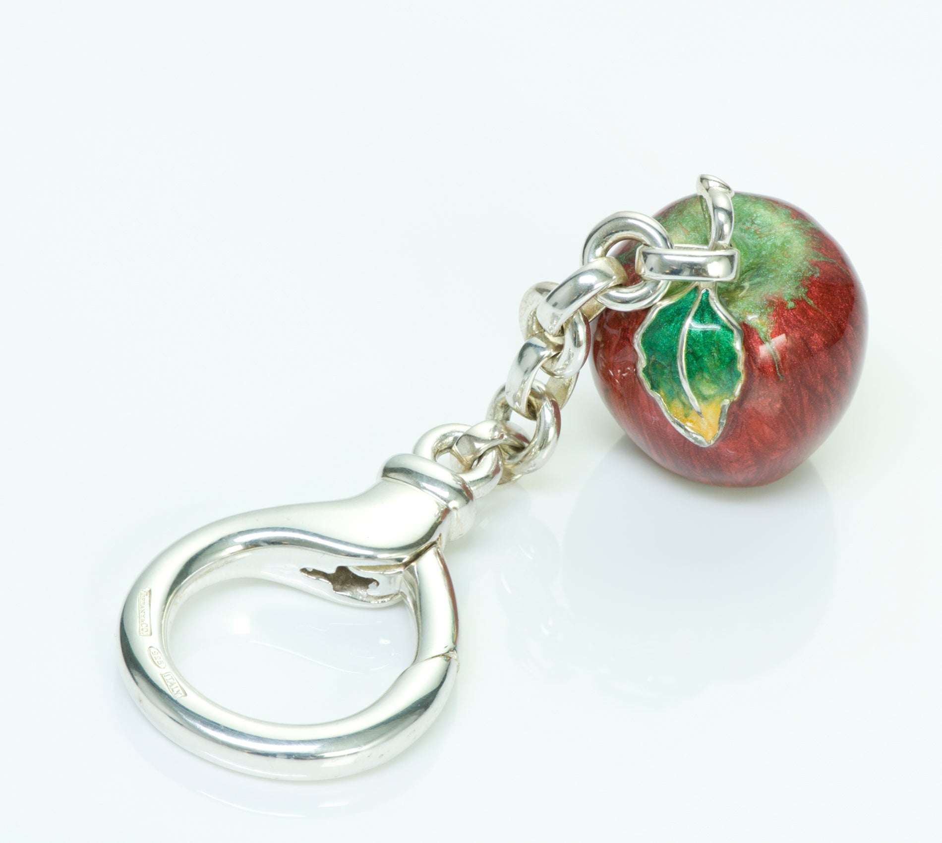 Tiffany & Co. Sterling Silver Enamel Apple Key Chain