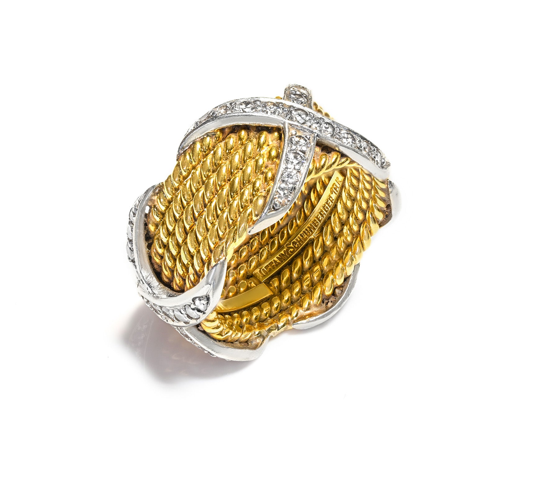 Tiffany Co SchlumbergerDiamond 18K Gold 6 Rows X Ring 