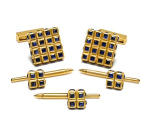 Tiffany & Co. 18K Yellow Gold Sapphire Cufflink Stud Set