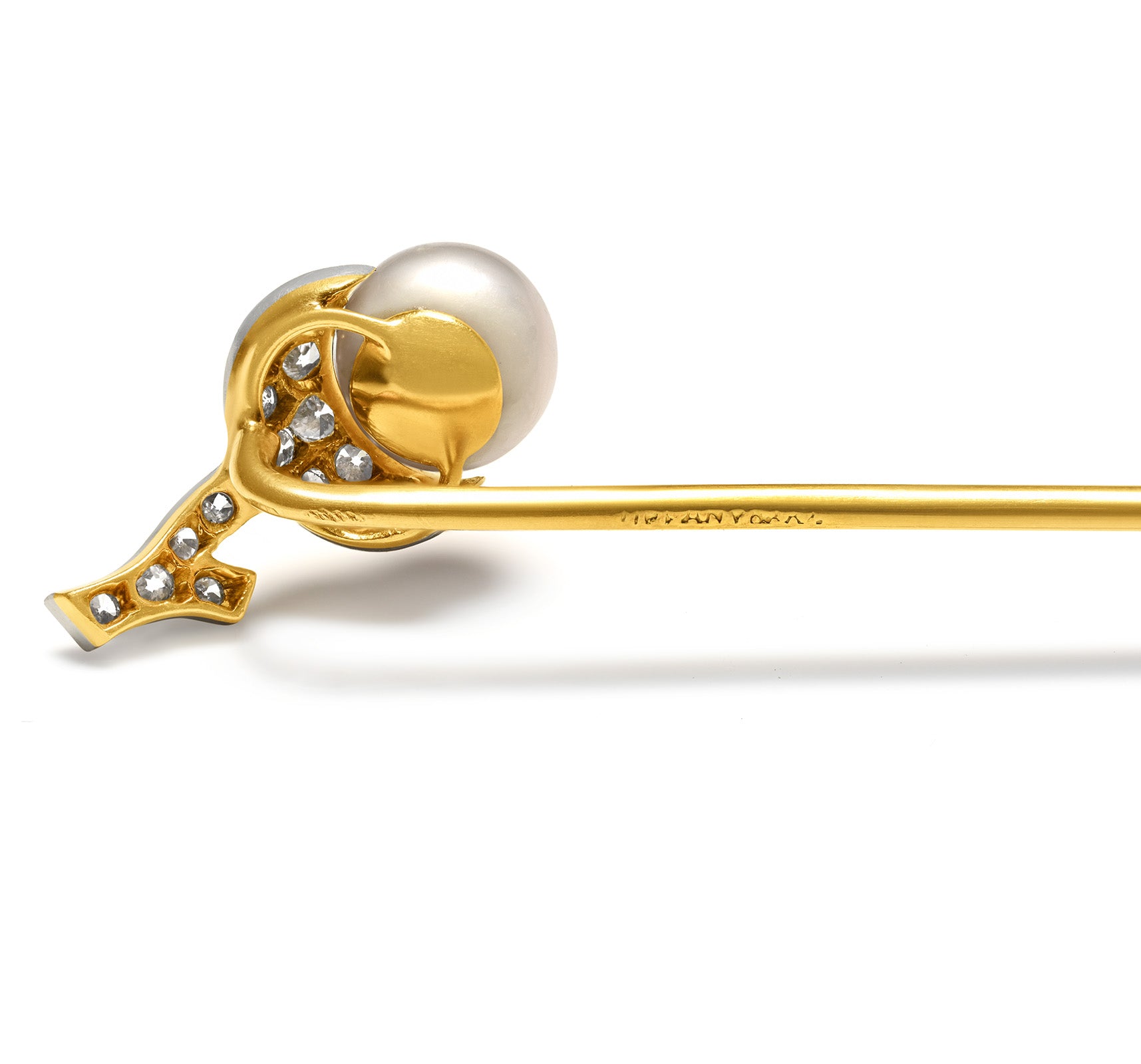 Antique Tiffany & Co. Natural Pearl Diamond Acorn Stick Pin
