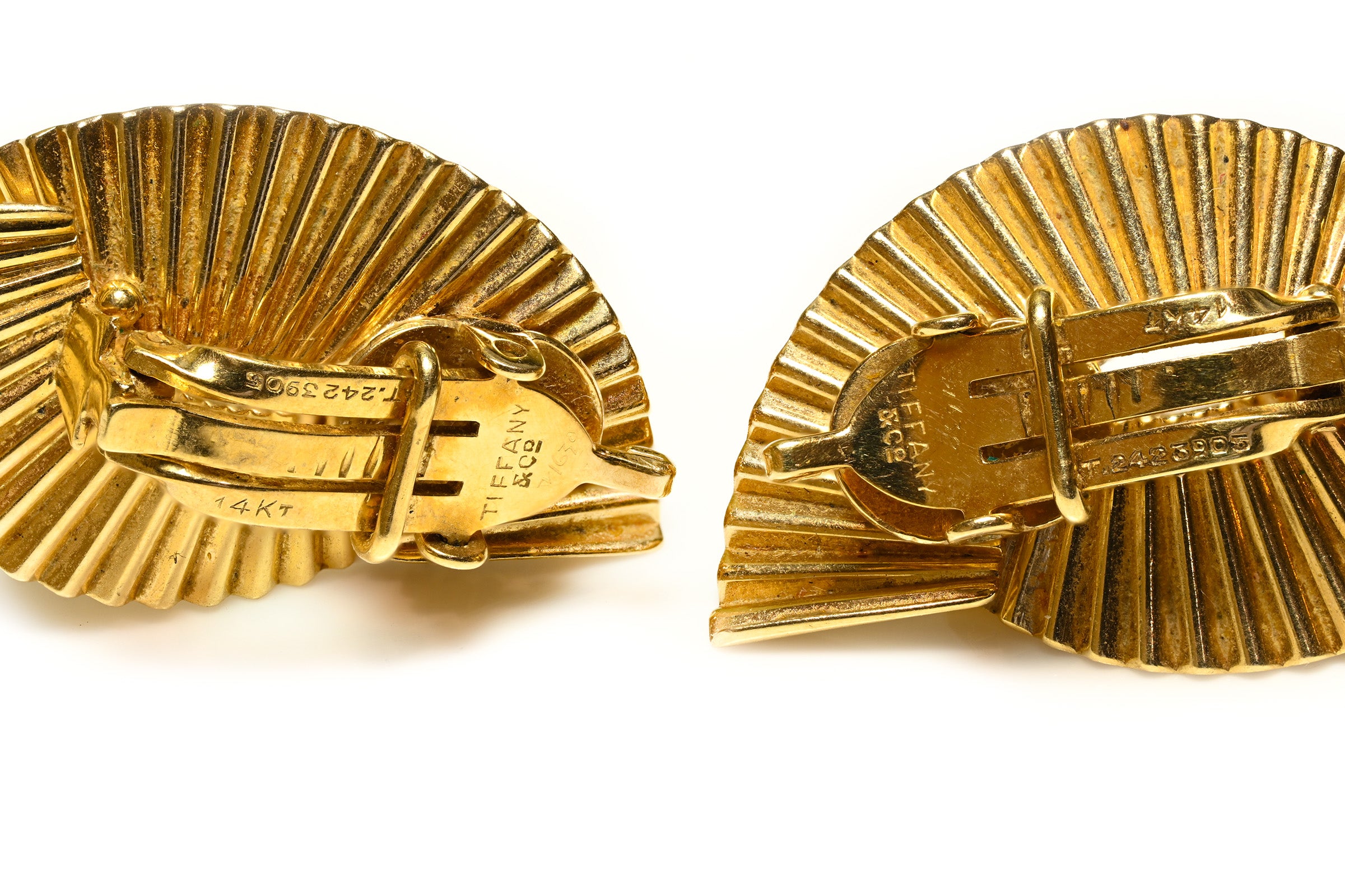 Tiffany & Co. 14K Yellow Gold Fluted Ribbon Twist Earrings