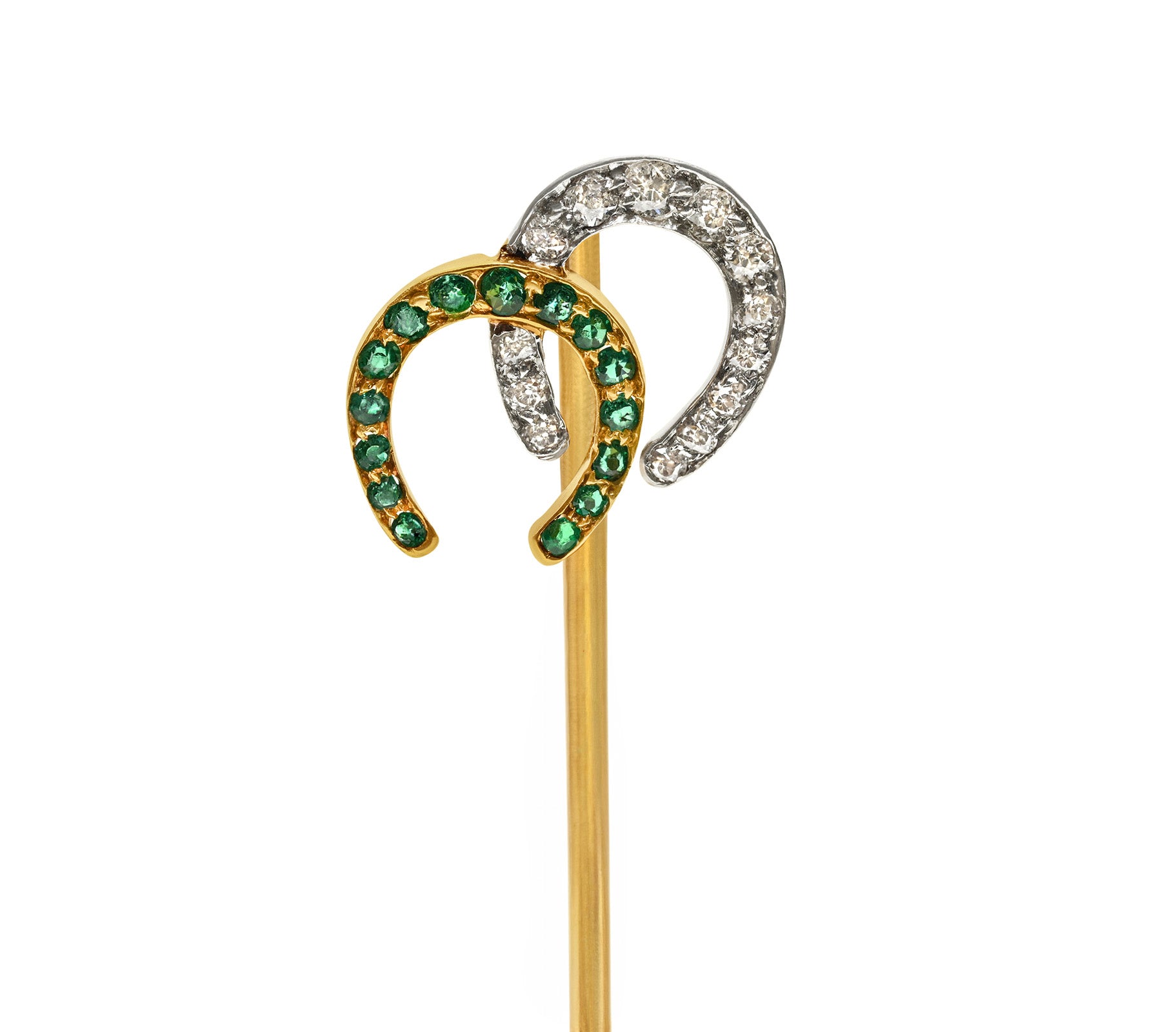 Antique Tiffany & Co. Demantoid Diamond Gold Horseshoe Stick Pin