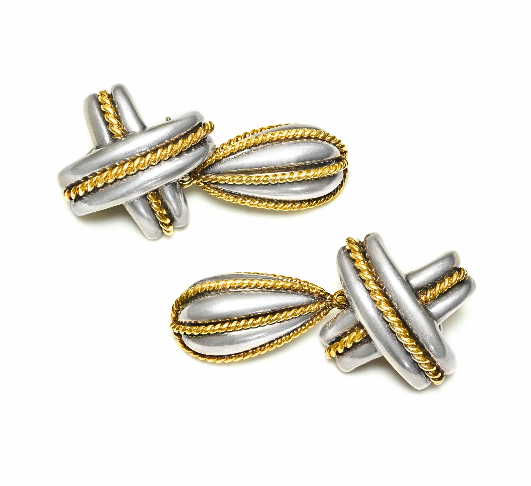 Tiffany & Co  X Drop Earrings in Silver & 18K Gold