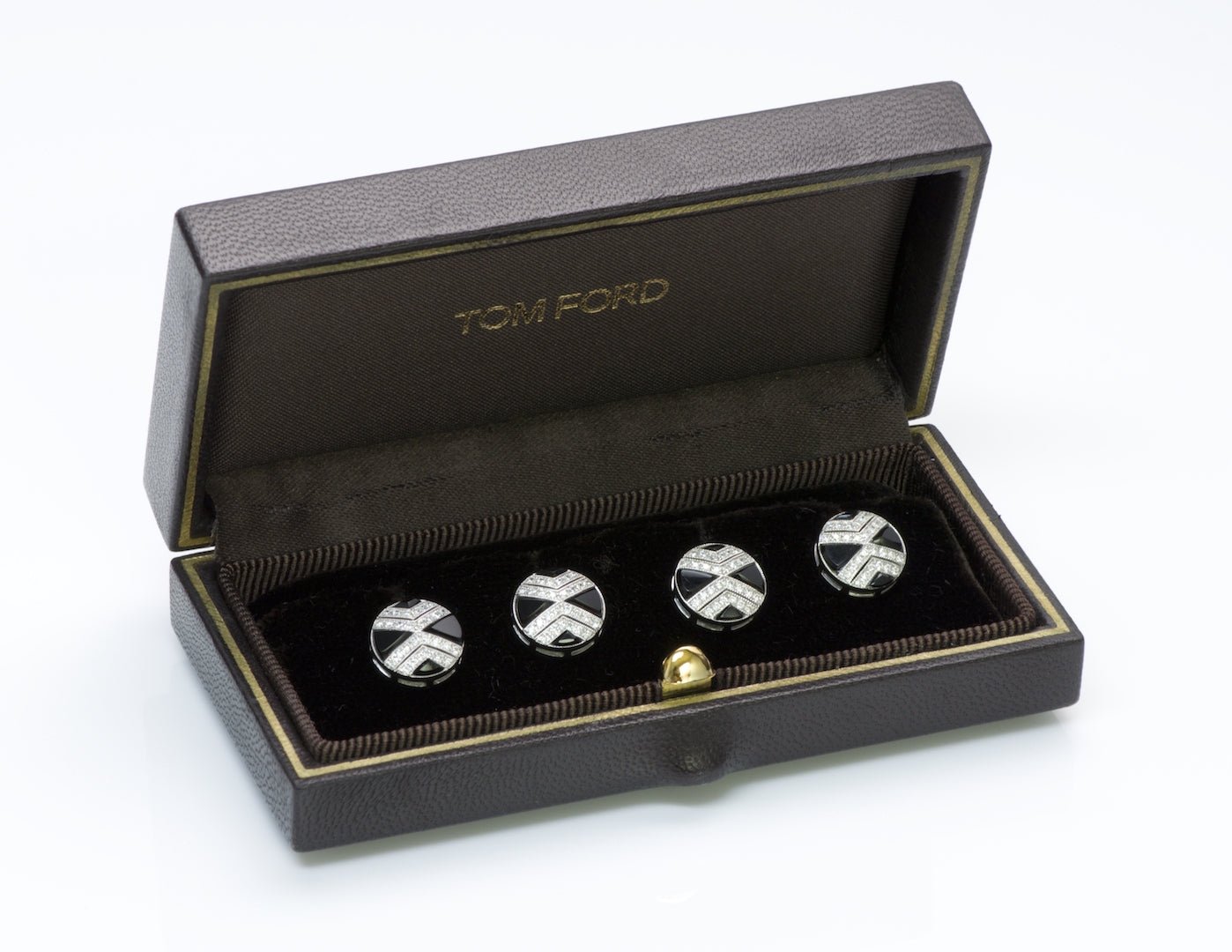 Tom Ford Diamond Onyx Gold Studs