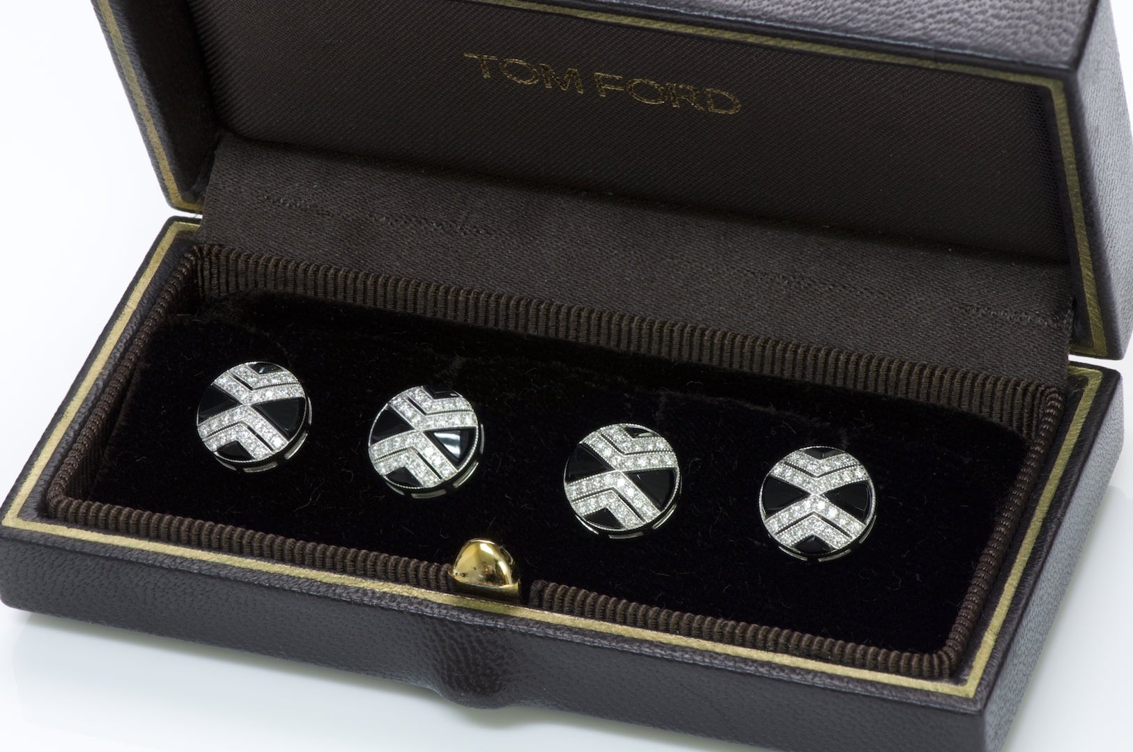 Tom Ford Diamond Onyx Gold Studs