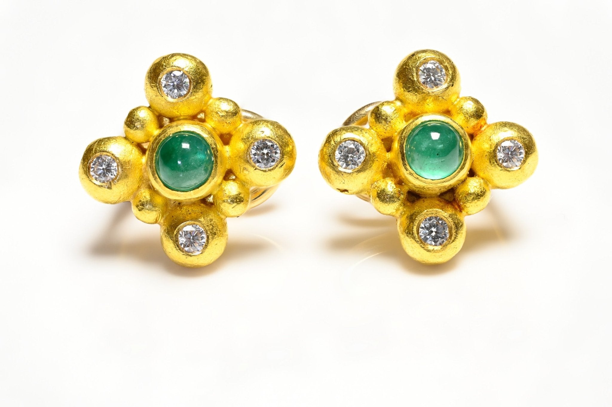 Tracy Dara Kamenstein 22K Gold Emerald Diamond Earrings