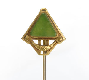 Transitional Hans Brassler & Co. Gold Jade Stick Pin