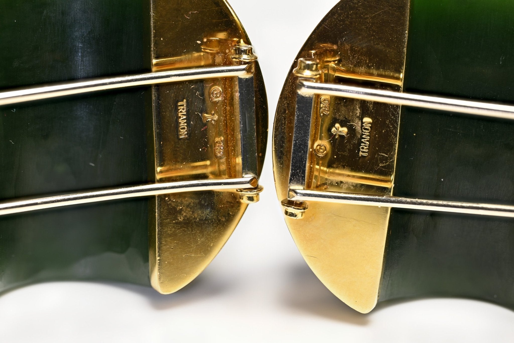 Trianon 18K Gold Jade Sapphire Diamond Clip Brooches