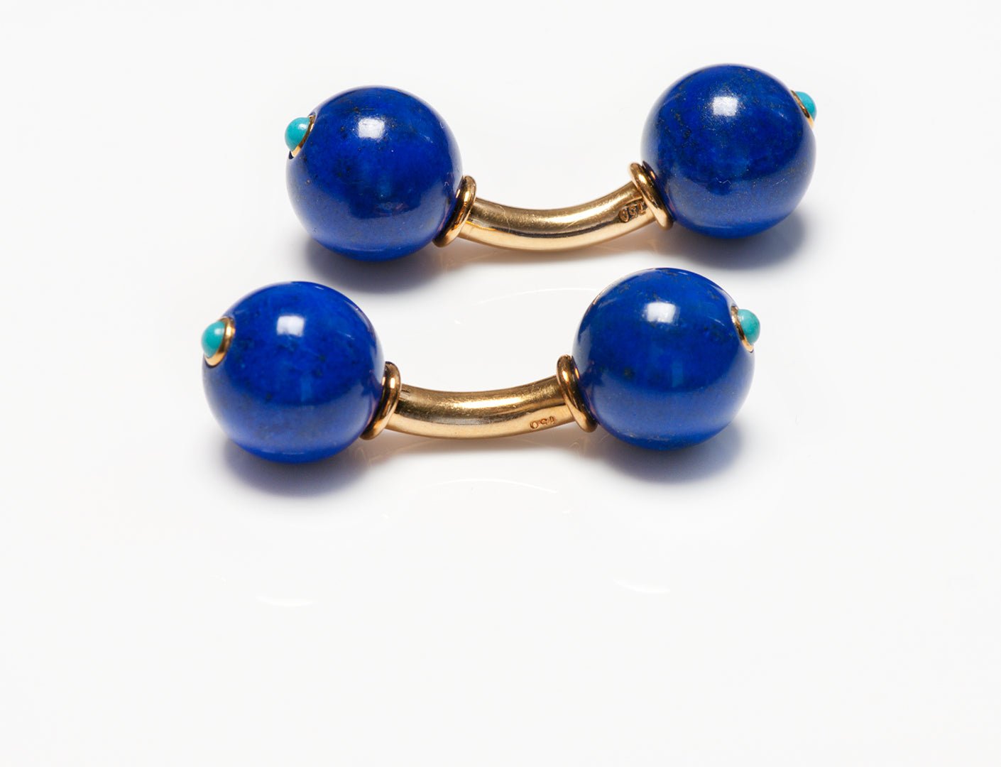 Trianon 18K Gold Lapis Turquoise Ball Double Sided Cufflinks