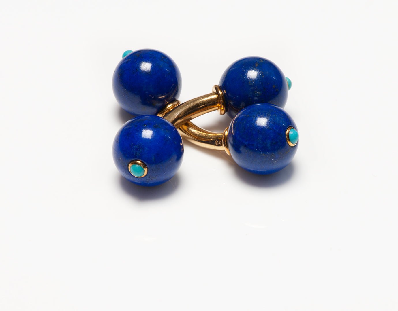 Trianon 18K Gold Lapis Turquoise Ball Double Sided Cufflinks