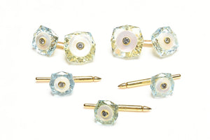 Trianon Blue Topaz Diamond Cufflink Stud Set