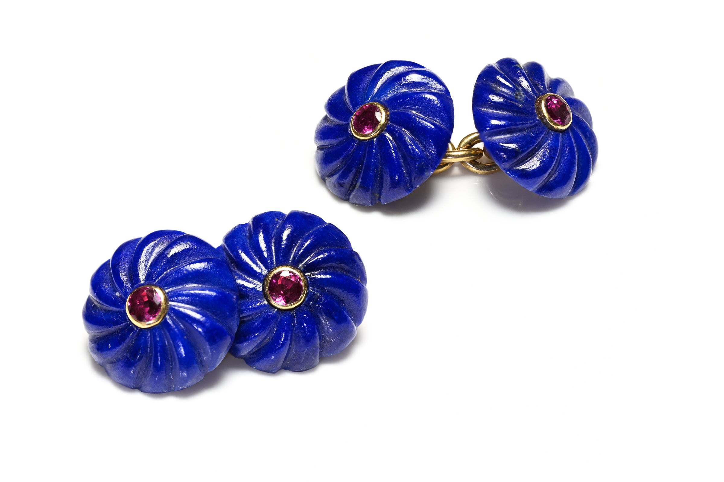 Trianon 18K Gold Lapis Lazuli Ruby Cufflinks