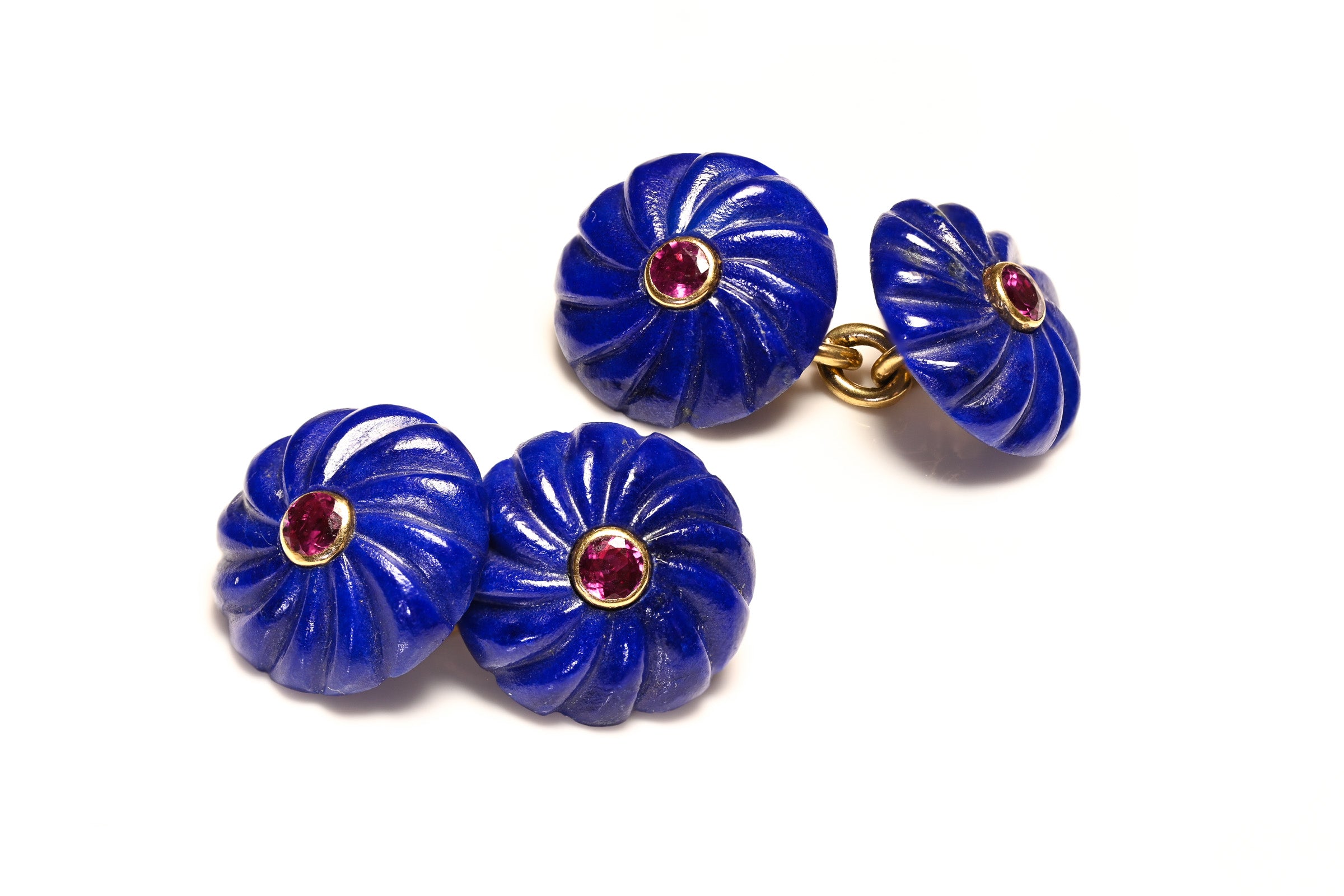 Trianon 18K Gold Lapis Ruby Cufflinks