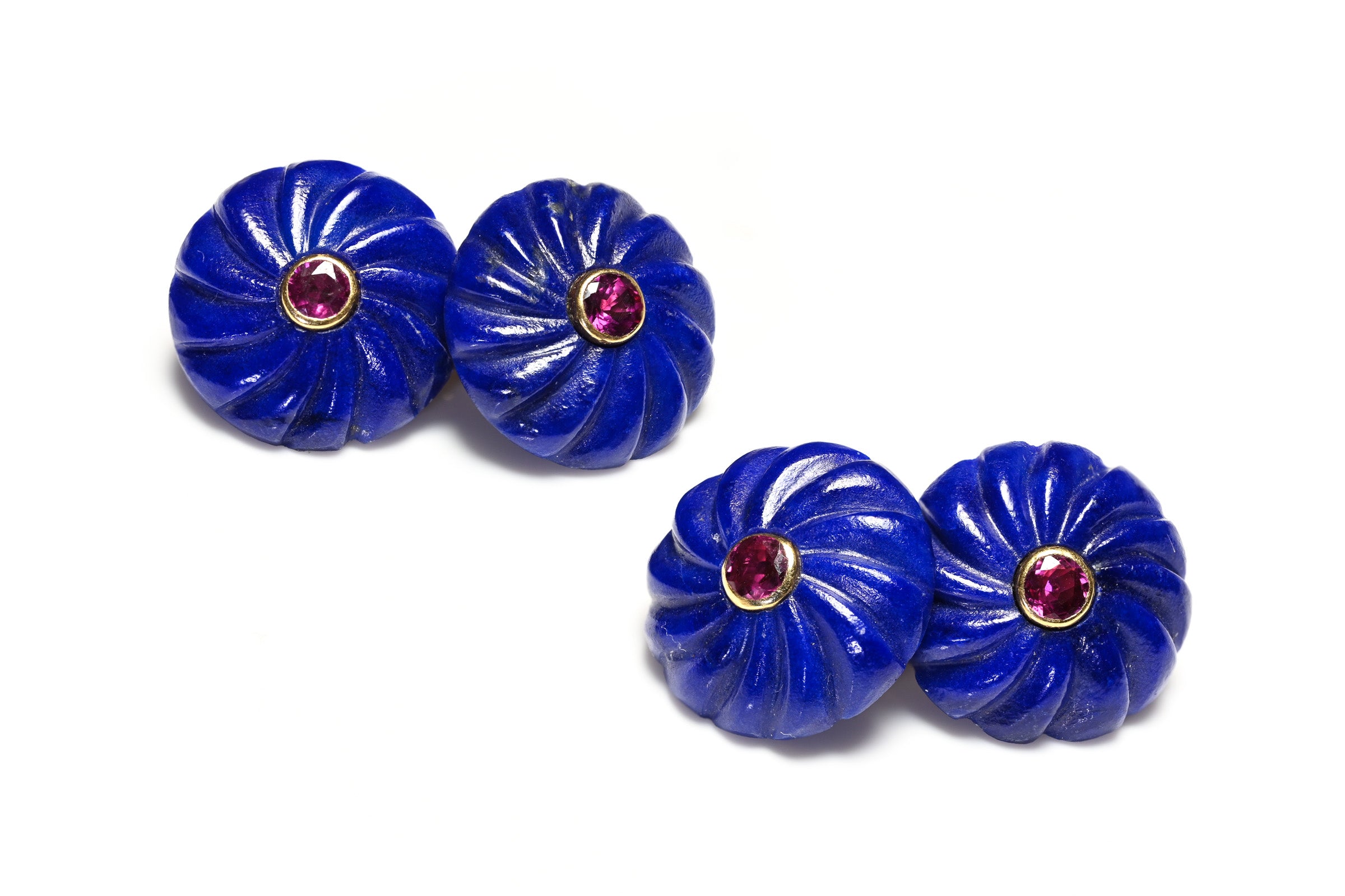 Trianon 18K Gold Lapis Lazuli Ruby Cufflinks