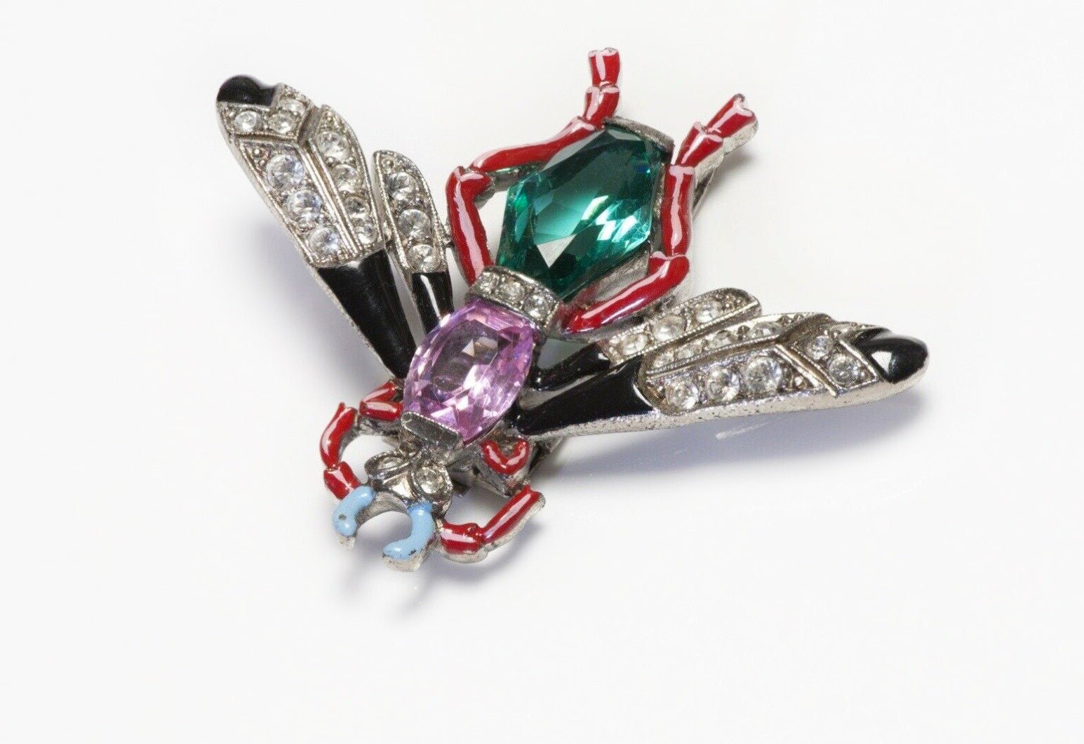 TRIFARI 1940’s Alfred Philippe Crystal Enamel Insect Brooch