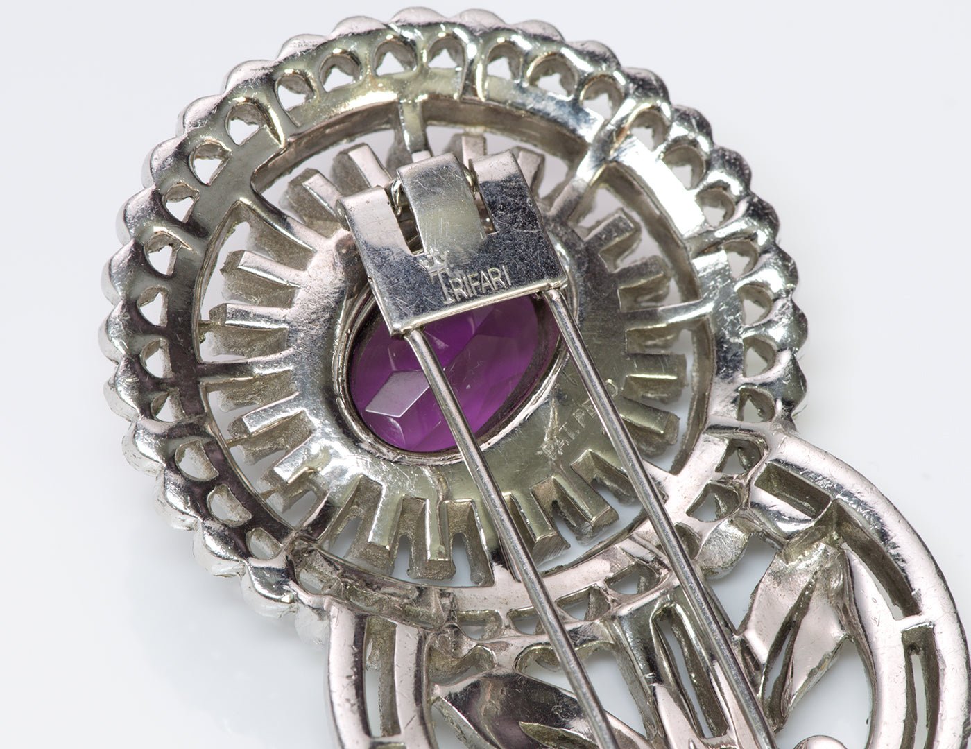 Trifari 1940’s Alfred Philippe Purple Crystal Flower Brooch