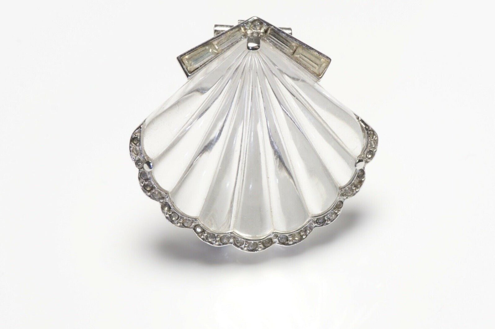 Trifari Alfred Philippe 1940’s Crystal Lucite Shell Brooch