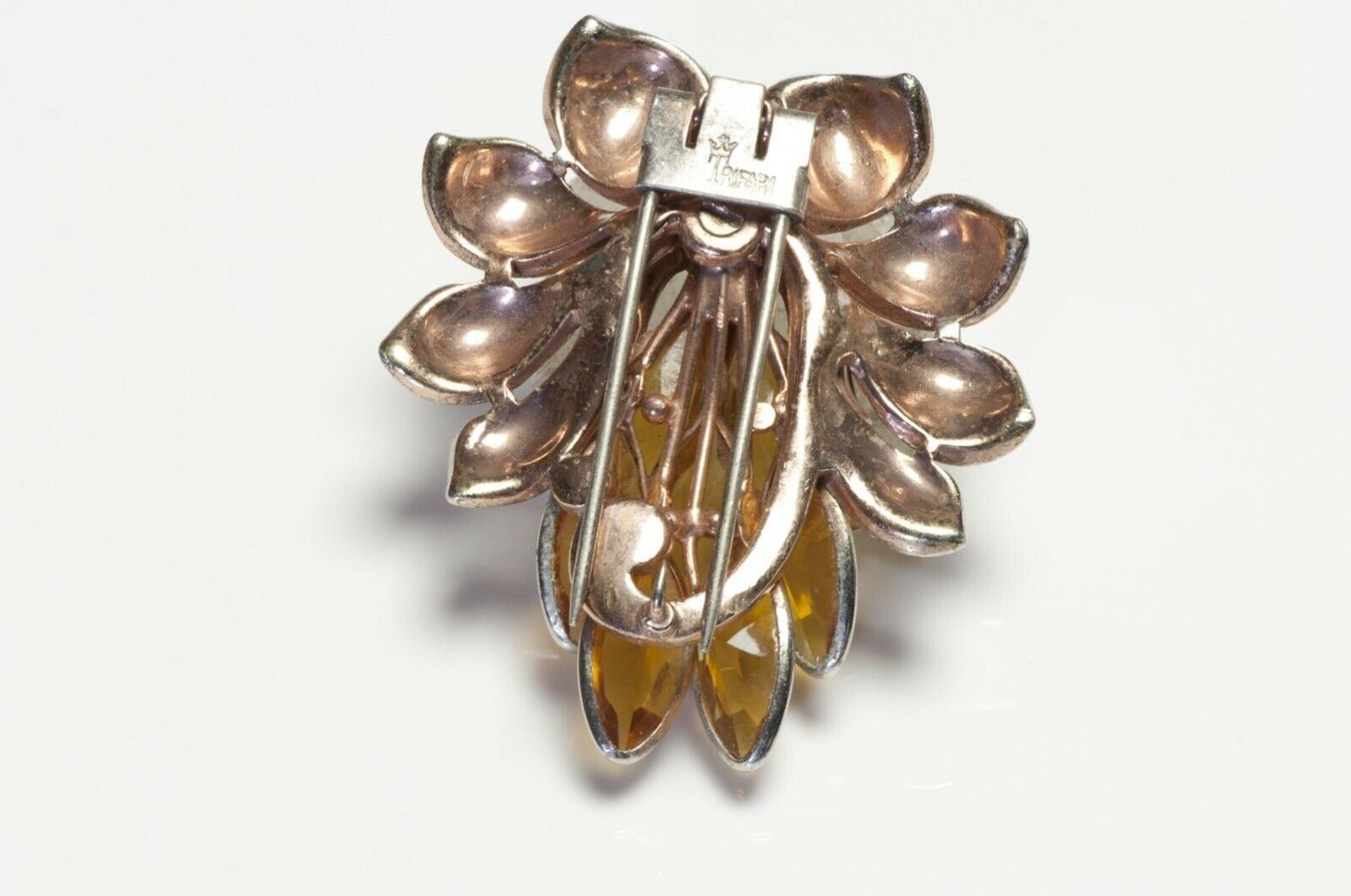 TRIFARI Alfred Philippe Gold Plated Yellow Crystal Flower Pin Brooch