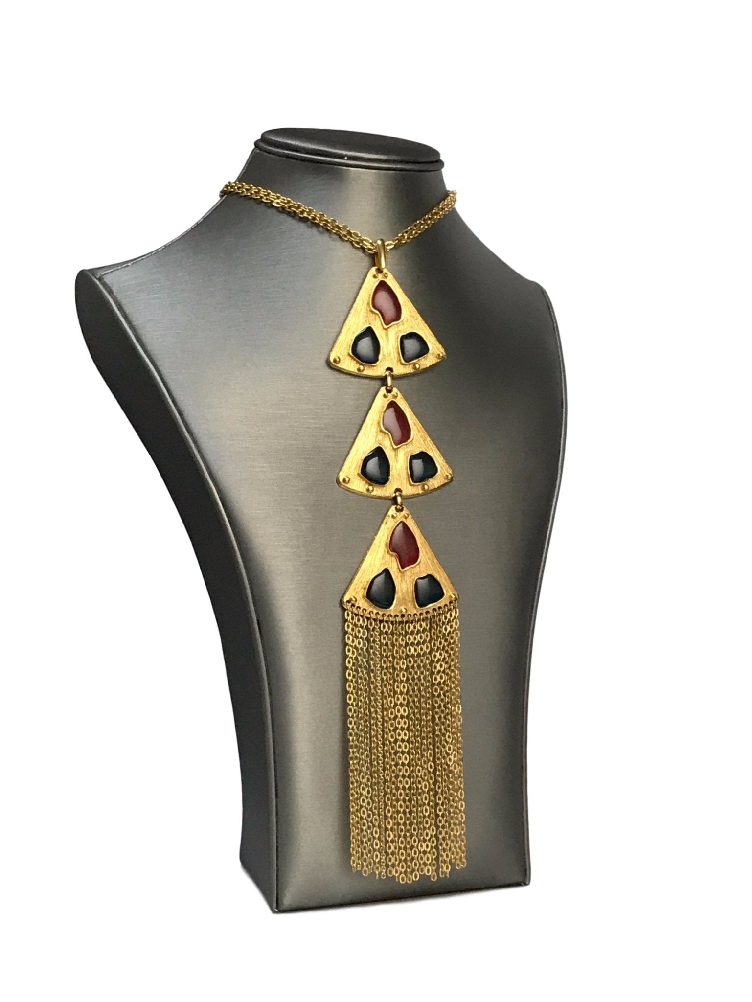 Trifari Gold Tone Glass Chain Necklace