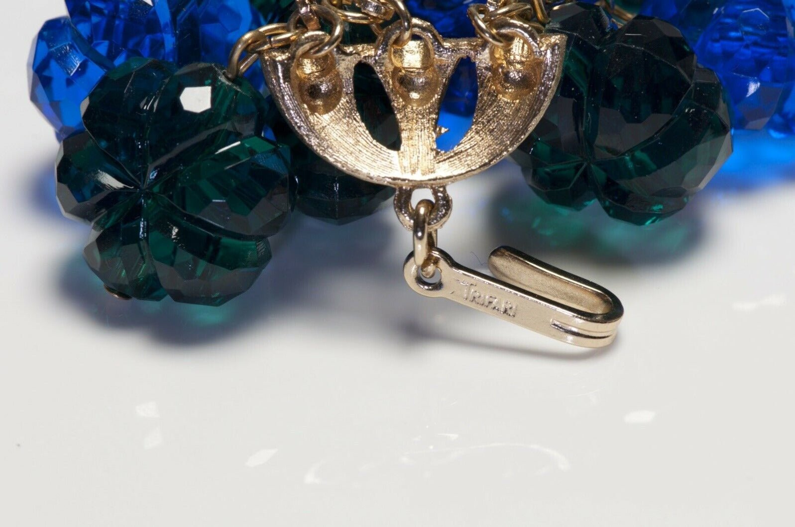 TRIFARI Green Blue Flower Resin Beads Necklace Earrings Set
