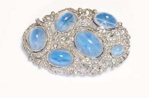 Trifari KTF 1930’s Alfred Philippe Star Sapphire Glass Crystal Brooch