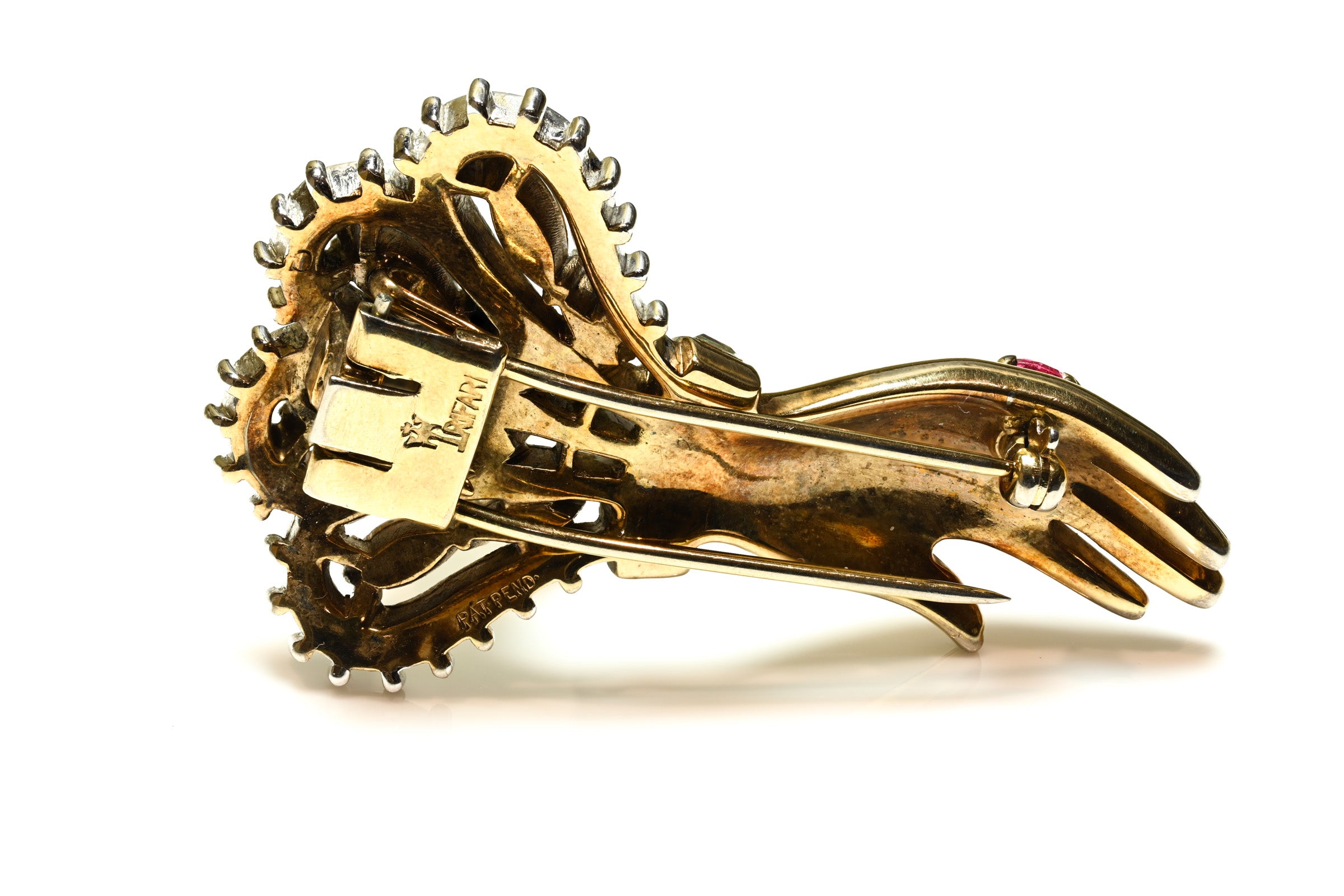 Vintage 1940's Trifari Alfred Philippe French Cuff Hand Brooch 2