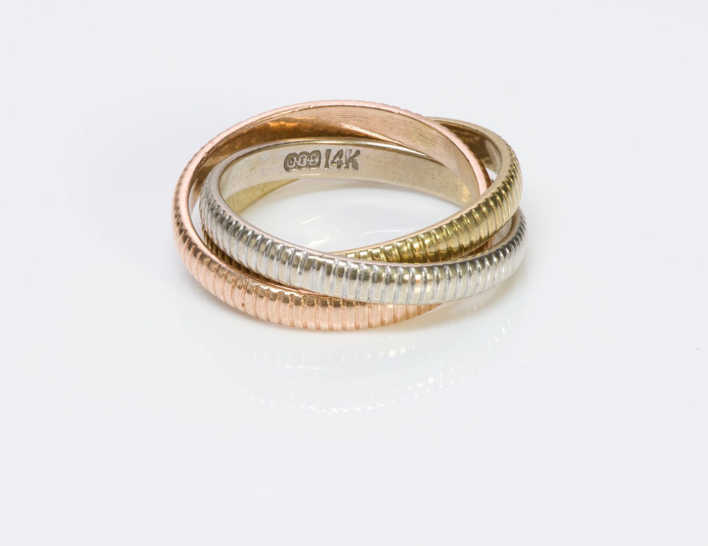 Trinity Gold Rolling Ribbed Band Ring