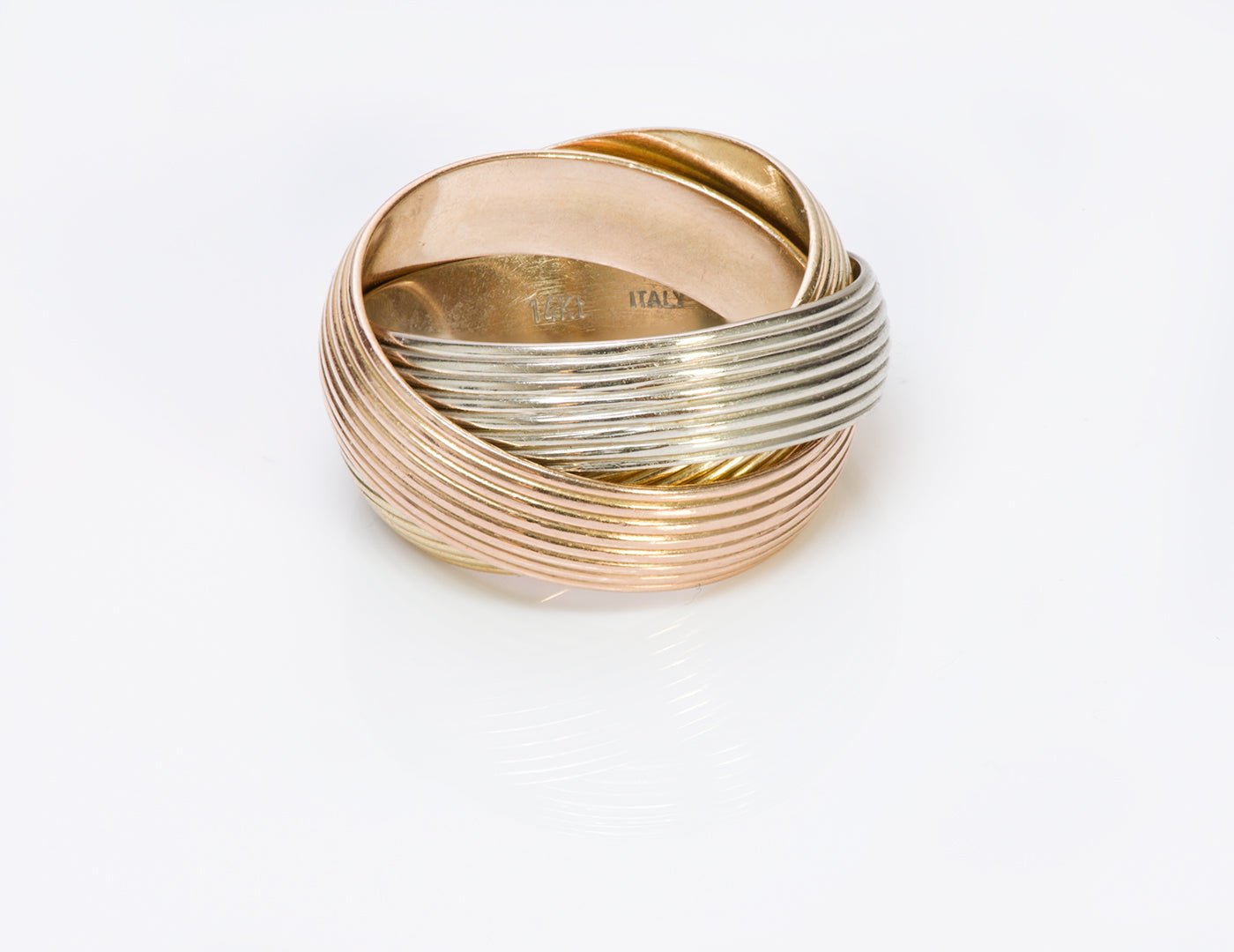 Trinity Wide Gold Ribbed Band Ring