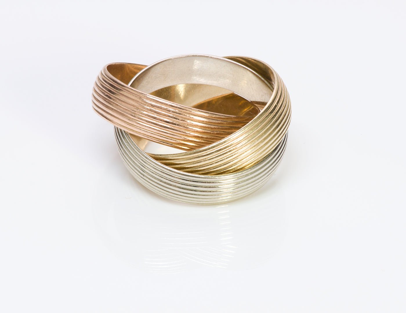 Trinity Wide Gold Ribbed Band Ring