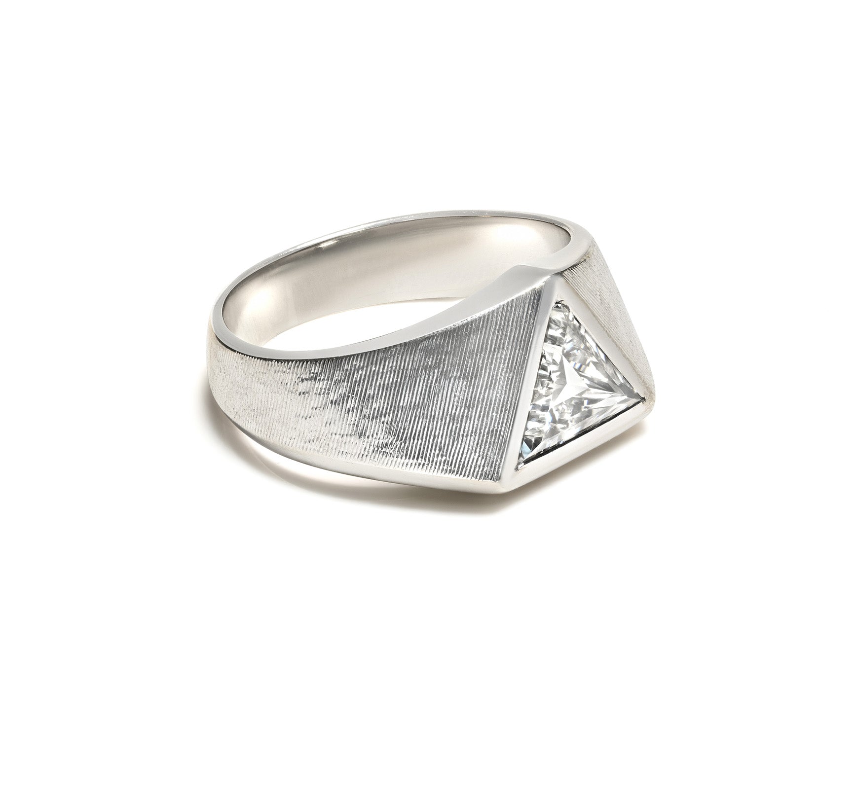 Triangular Fancy Cut Diamond Platinum Men's Ring